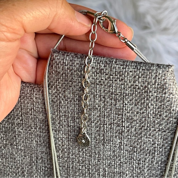 Textured Silver Gold Tube Round Beads Two-Strand Silver Snake Chain Necklace - Picture 2 of 9